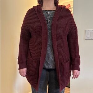 Cozy Burgundy Knit Cardigan